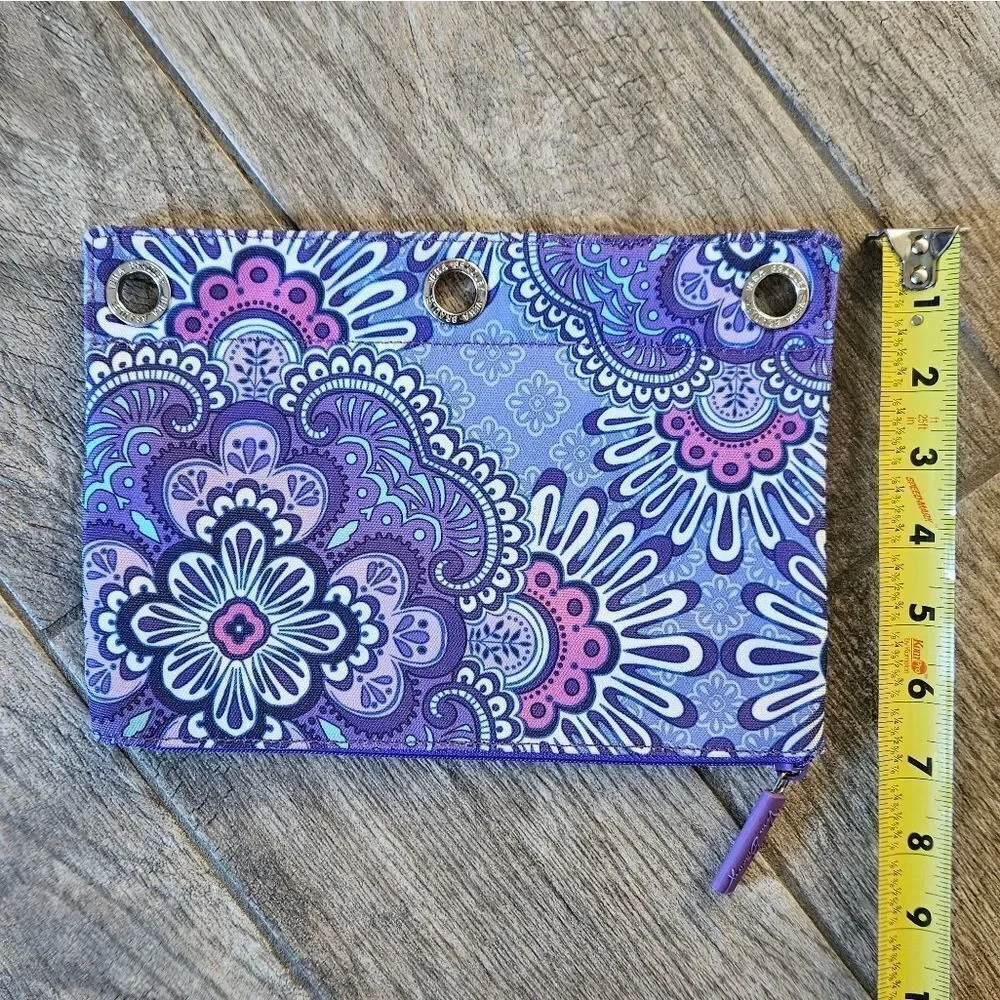NWOT Vera Bradley Purple 3 Ring Binder Zipper Pouch Bag